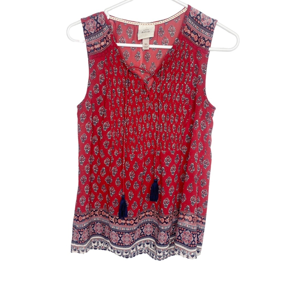 Knox Rose burgundy boho sleeveless blouse XS M